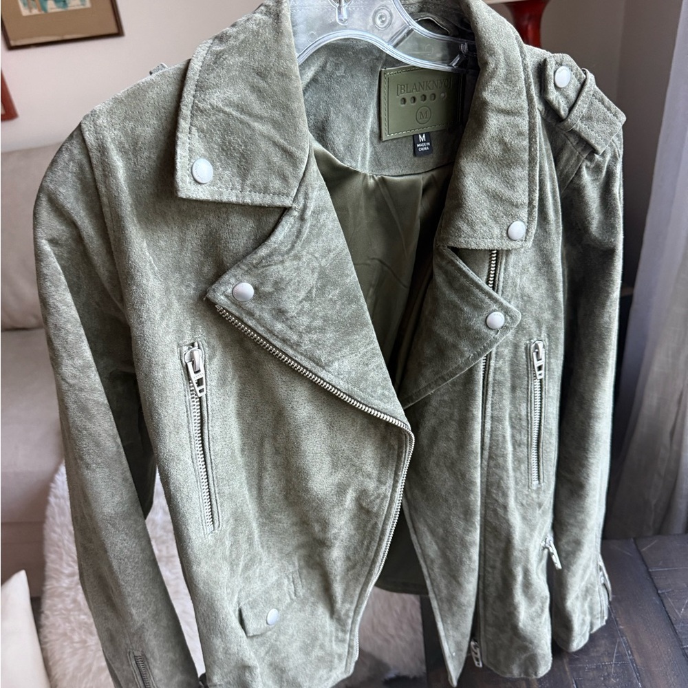 Green Suede Moto Jacket